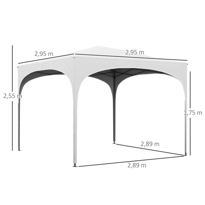 Outsunny Carpa Plegable 3x3 M Altura Ajustable Con Bolsa De Transporte Blanco