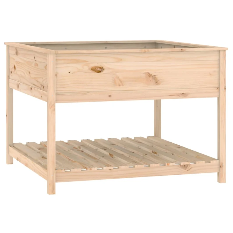 Jardinera Con Estante Madera Maciza De Pino 111,5x111,5x81 Cm