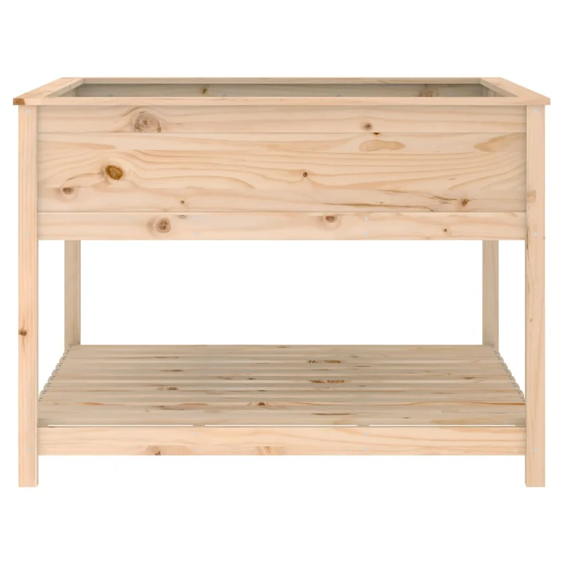 Jardinera Con Estante Madera Maciza De Pino 111,5x111,5x81 Cm