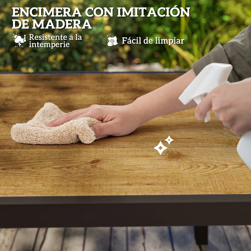 Outsunny Mesa De Jardín Extensible 160-240 Cm Con Borde De Aluminio Marrón