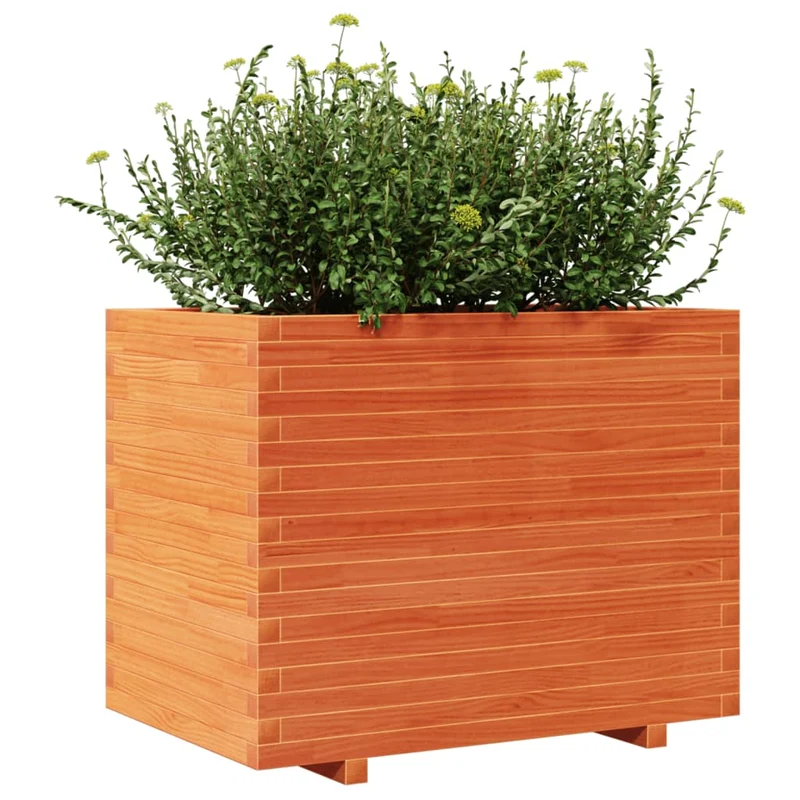 Jardinera Madera Maciza De Pino Marrón Cera 90x60x72 Cm
