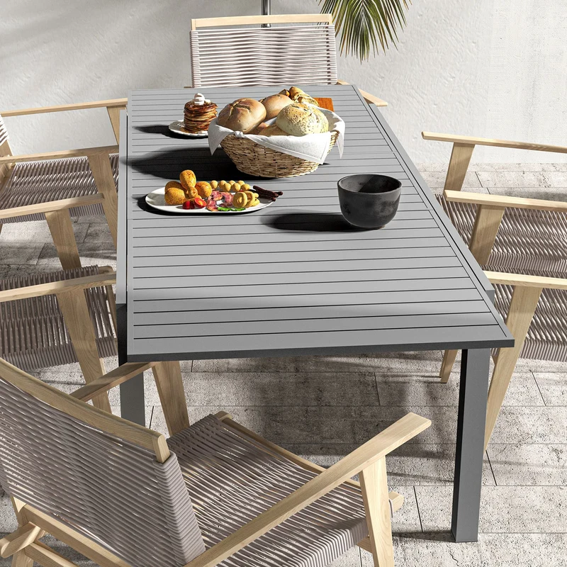 Outsunny Mesa De Jardín Extensible Con Marco De Aluminio 180/240x94x73 Cm Gris