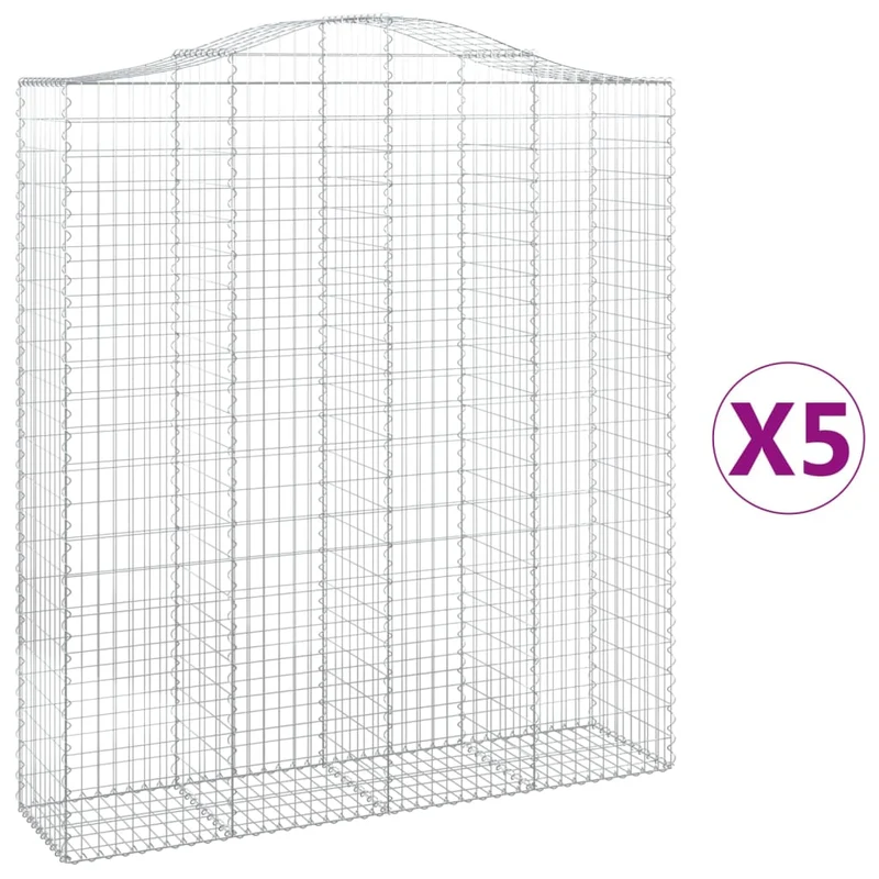 Cestas De Gaviones 5 Uds Forma De Arco Hierro 200x50x220/240 Cm