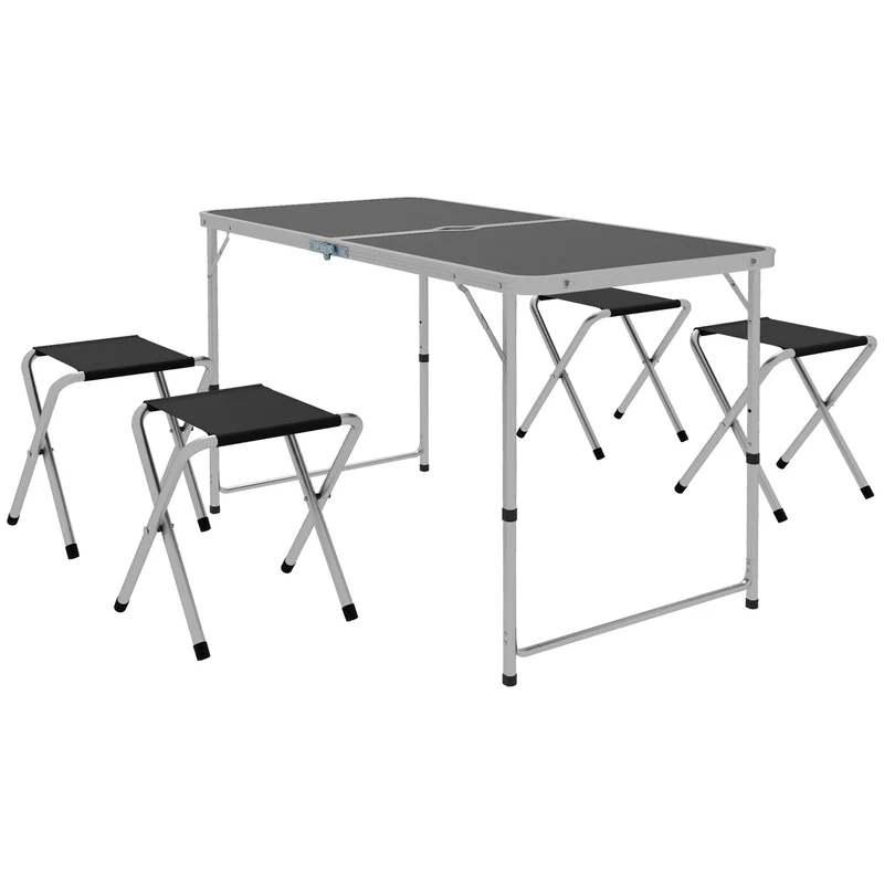 Outsunny Mesa Para Camping Plegable Con Sillas De 5 Piezas Negro