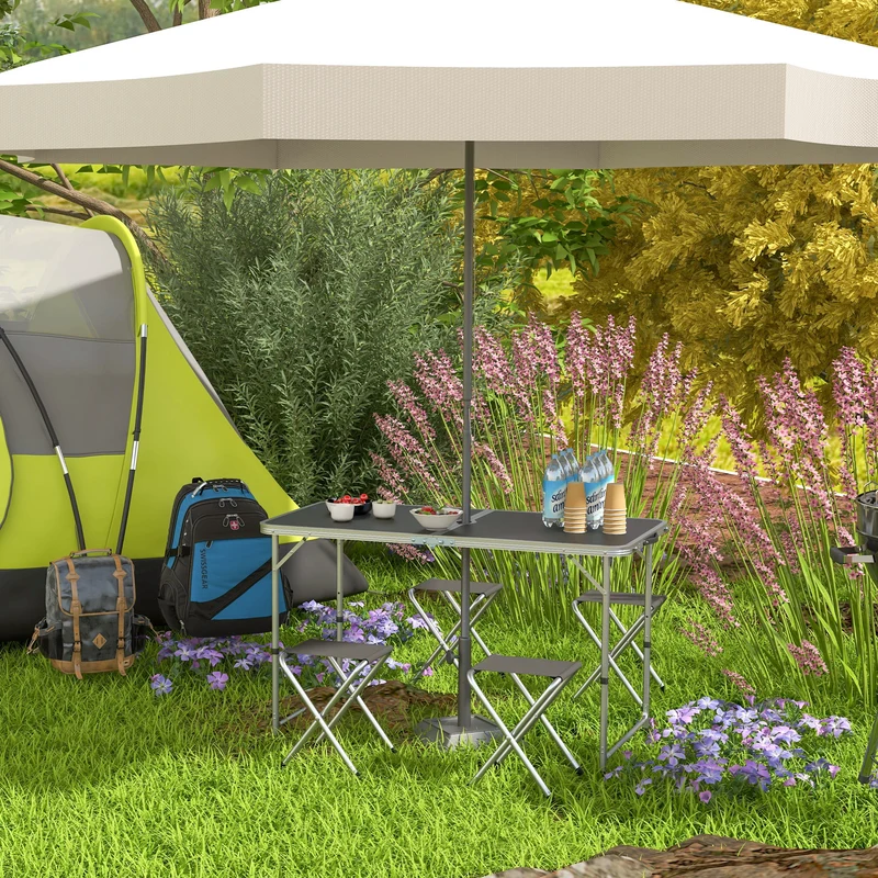 Outsunny Mesa Para Camping Plegable Con Sillas De 5 Piezas Negro