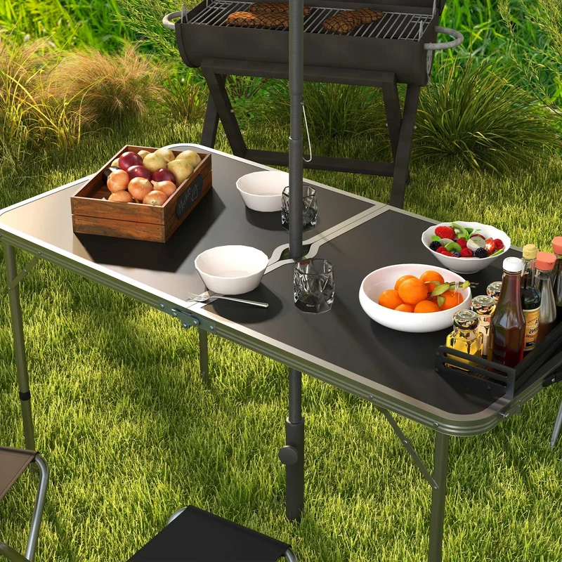 Outsunny Mesa Para Camping Plegable Con Sillas De 5 Piezas Negro
