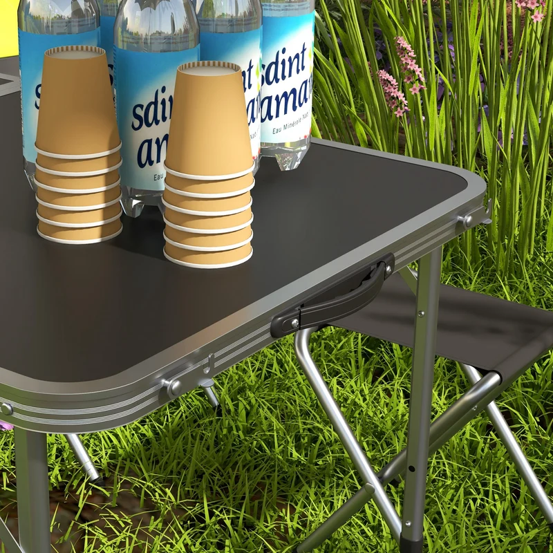 Outsunny Mesa Para Camping Plegable Con Sillas De 5 Piezas Negro