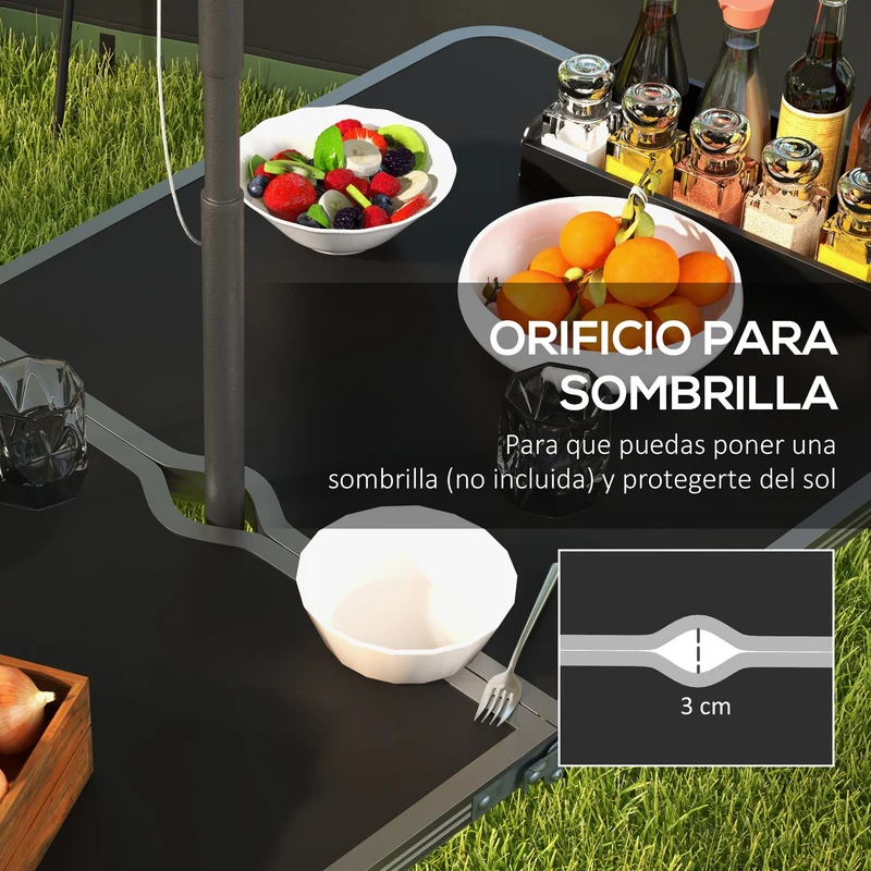 Outsunny Mesa Para Camping Plegable Con Sillas De 5 Piezas Negro