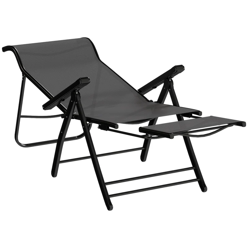 Outsunny Pack De 2 Sillas Plegables Reclinables Con Respaldo Alto Ajustable Gris