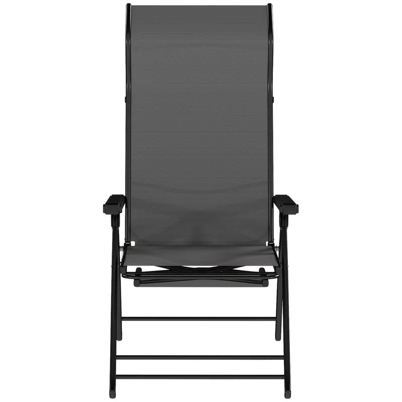 Outsunny Pack De 2 Sillas Plegables Reclinables Con Respaldo Alto Ajustable Gris