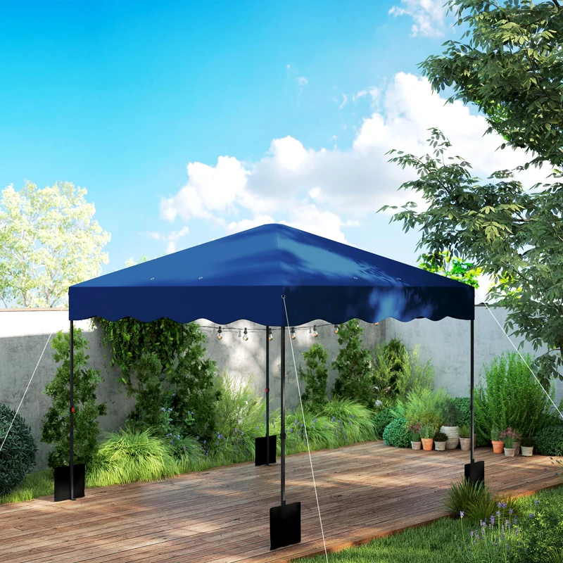 Outsunny Carpa Plegable Pop-up Gazebo 3x3 M Con Protección Uv 50+ Azul Oscuro