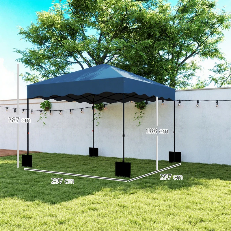 Outsunny Carpa Plegable Pop-up Gazebo 3x3 M Con Protección Uv 50+ Azul Oscuro