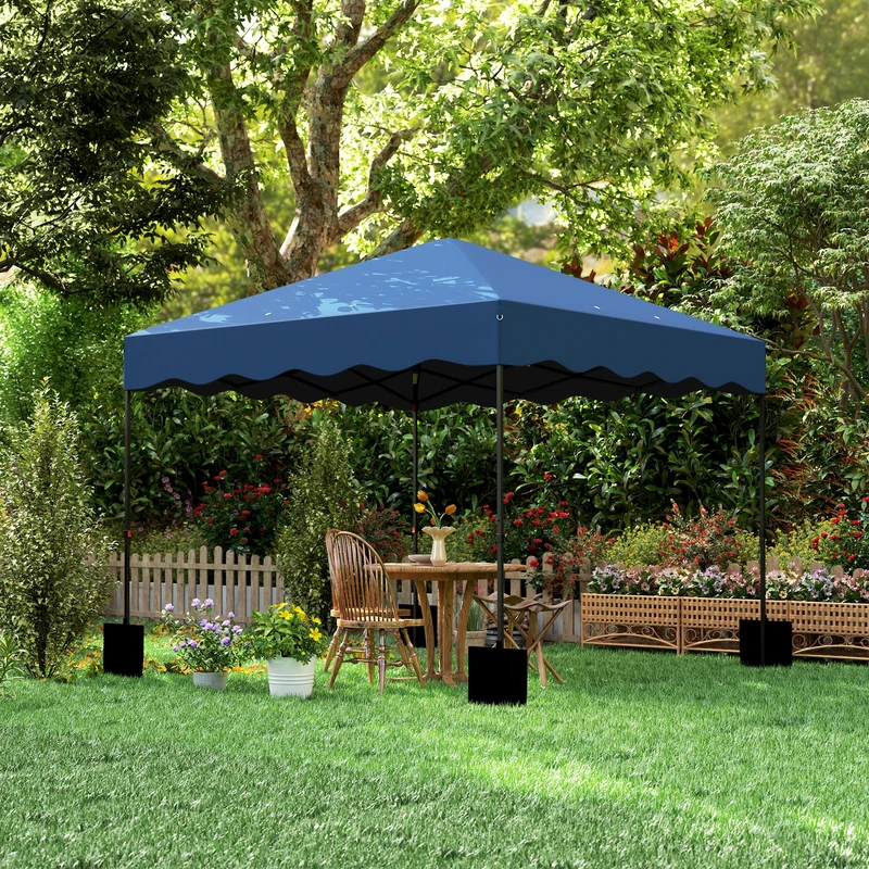Outsunny Carpa Plegable Pop-up Gazebo 3x3 M Con Protección Uv 50+ Azul Oscuro