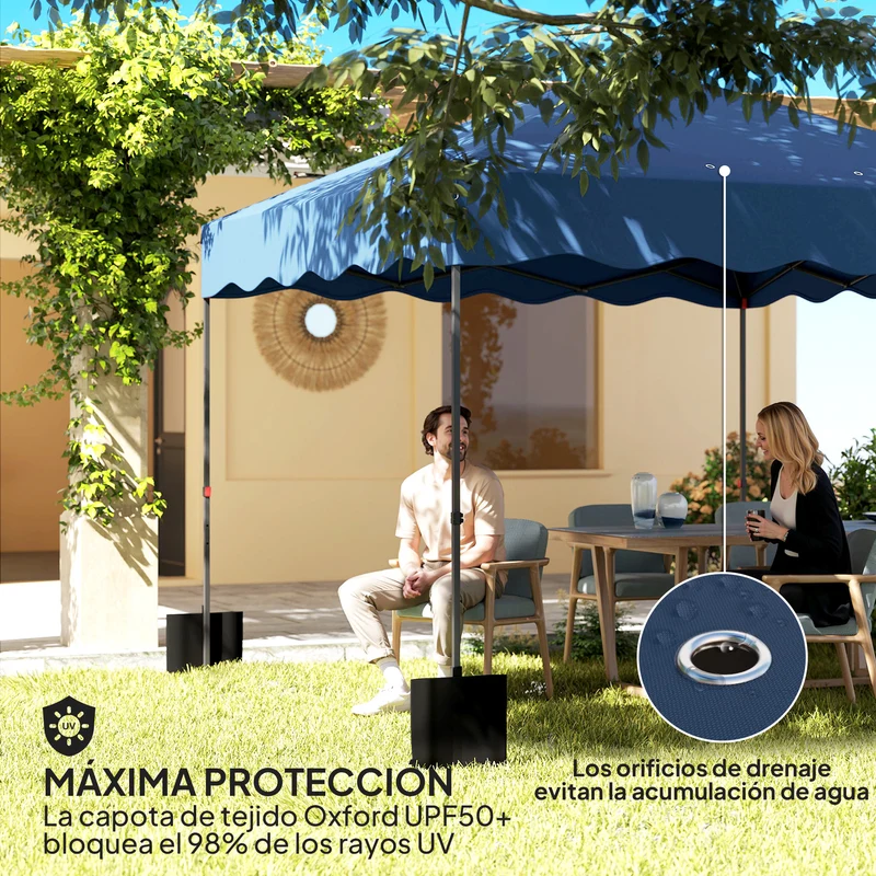 Outsunny Carpa Plegable Pop-up Gazebo 3x3 M Con Protección Uv 50+ Azul Oscuro
