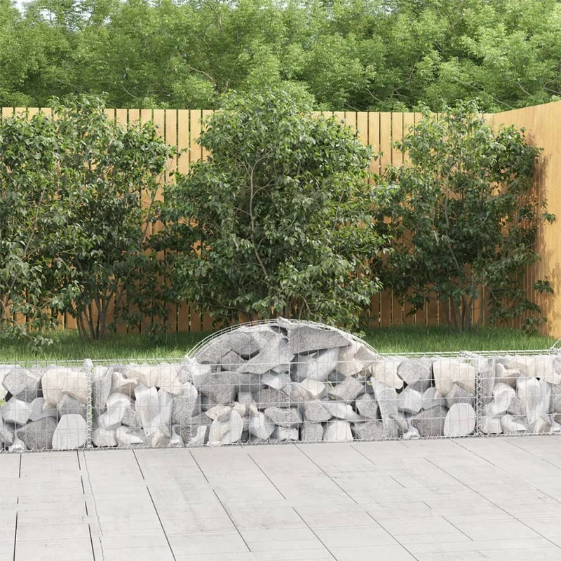 Cestas De Gaviones 5 Uds Forma De Arco Hierro 200x30x40/60 Cm