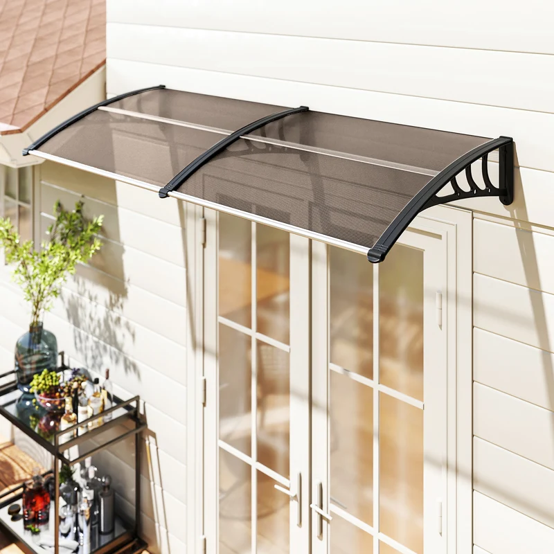 Outsunny Marquesina Para Puertas Y Ventanas 195x75cm Con Soporte De Aluminio