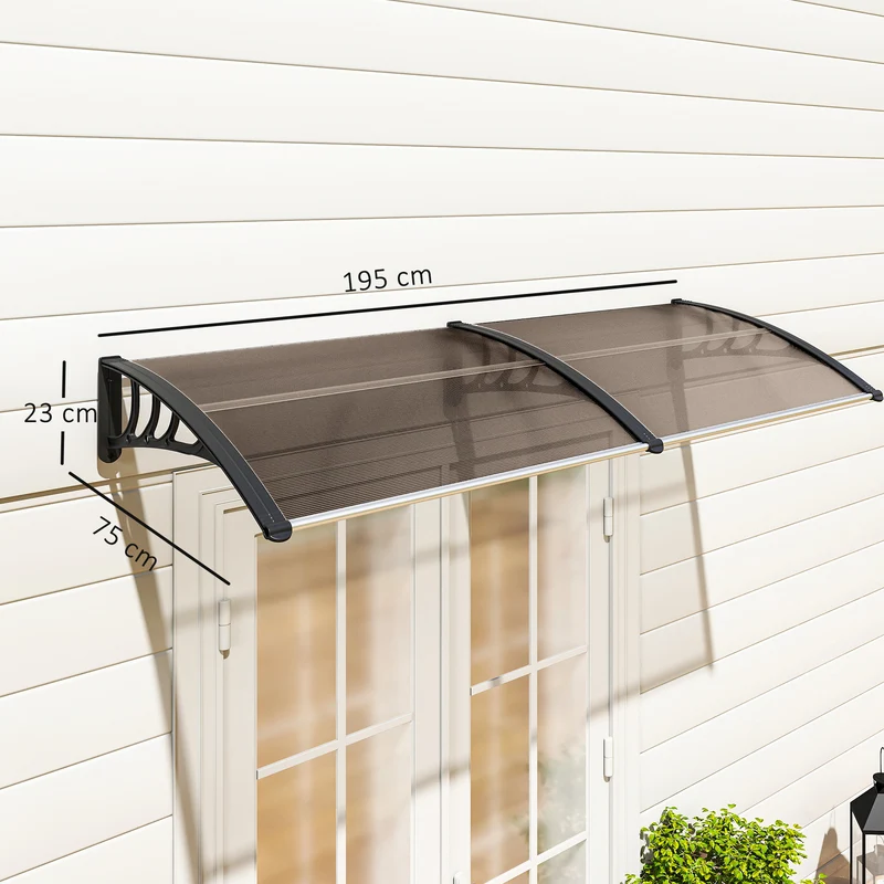 Outsunny Marquesina Para Puertas Y Ventanas 195x75cm Con Soporte De Aluminio