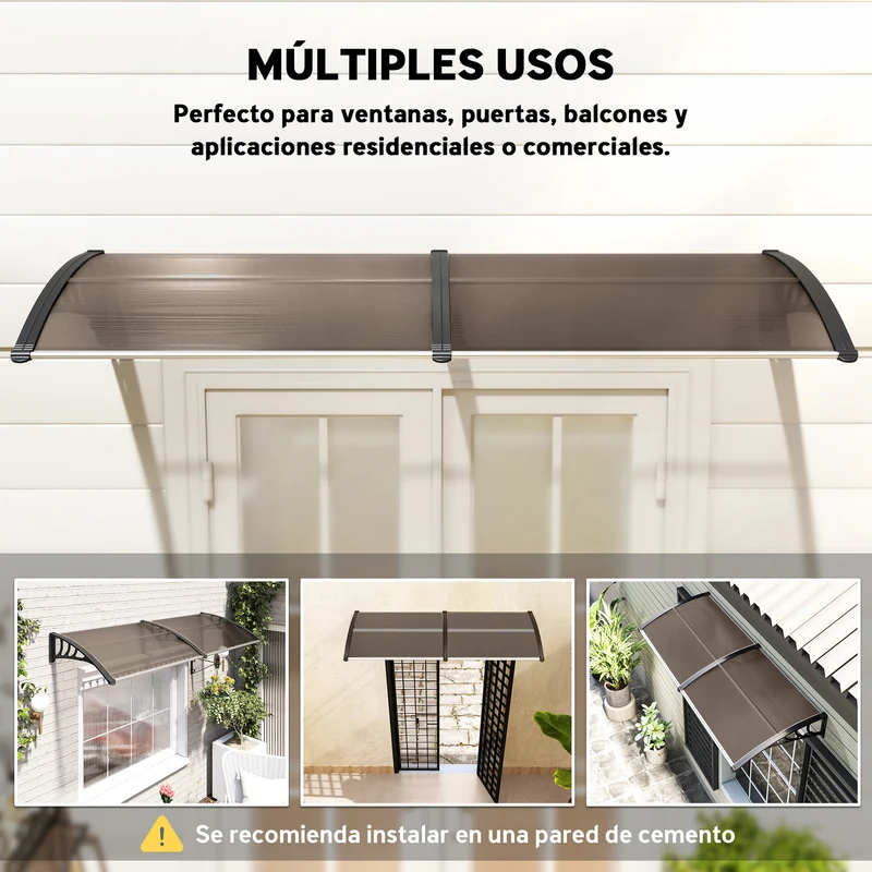 Outsunny Marquesina Para Puertas Y Ventanas 195x75cm Con Soporte De Aluminio