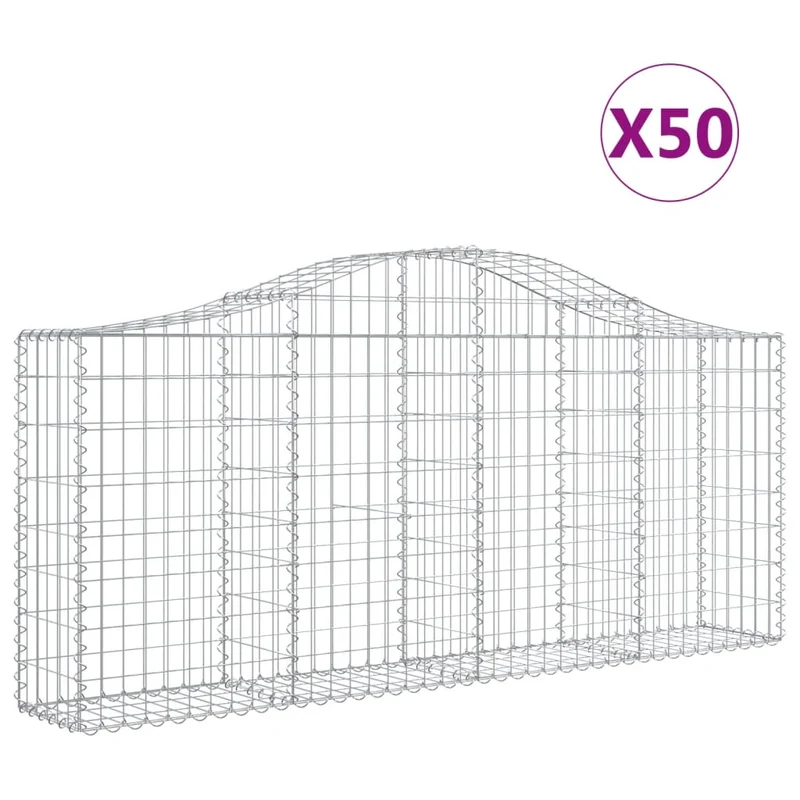 Cestas De Gaviones 50 Uds Forma De Arco Hierro 200x30x80/100 Cm