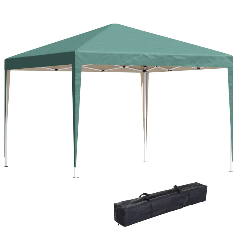 Outsunny Carpa Plegable 3x3 M Con Bolsa De Transporte Altura Ajustable Verde