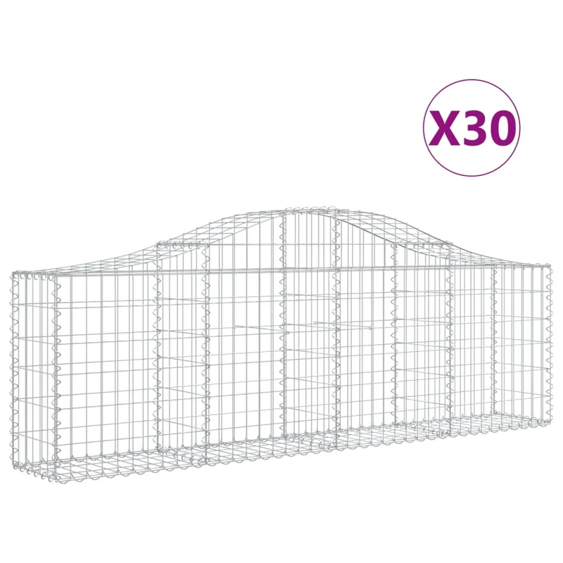 Cestas De Gaviones 30 Uds Forma De Arco Hierro 200x30x60/80 Cm