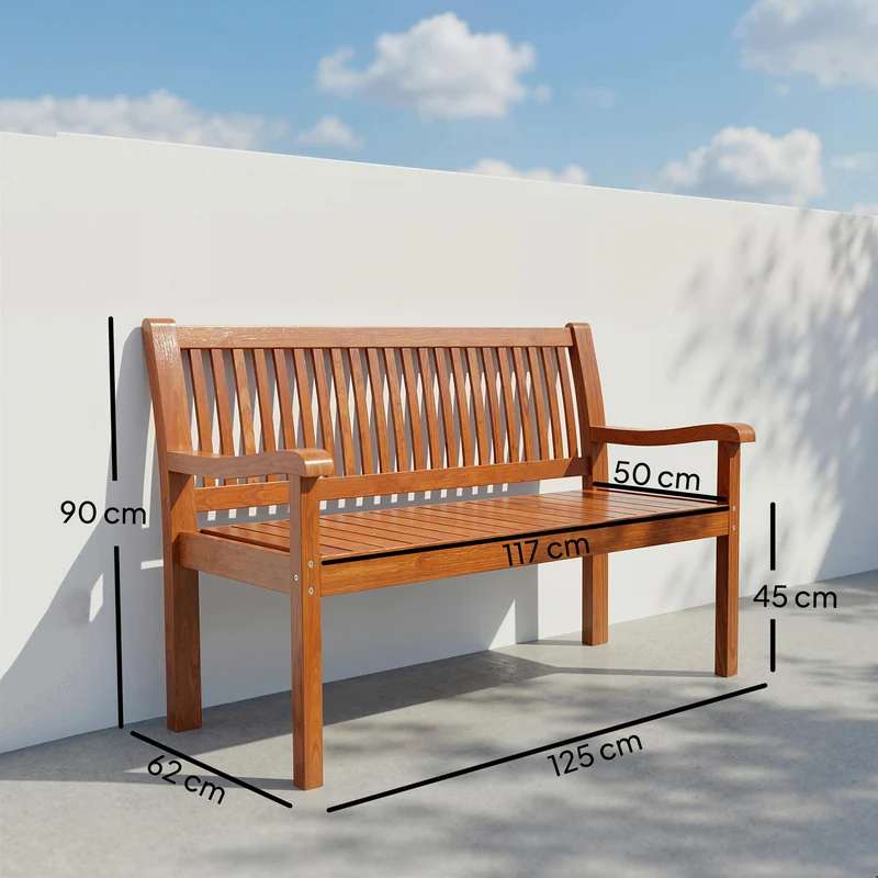 Outsunny Banco De Jardín De Madera Con Funda Impermeable Marrón Claro