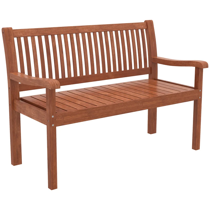 Outsunny Banco De Jardín De Madera Con Funda Impermeable Marrón Claro
