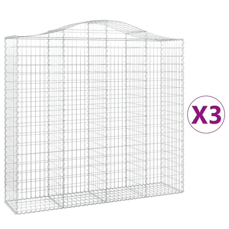 Cestas De Gaviones 3 Uds Forma De Arco Hierro 200x50x180/200 Cm