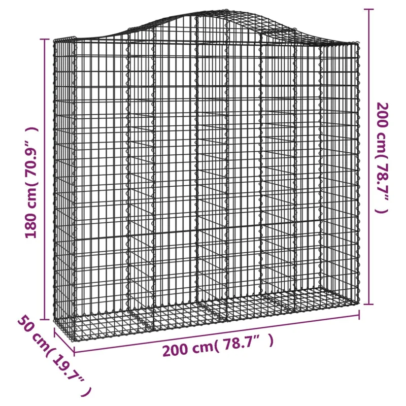 Cestas De Gaviones 3 Uds Forma De Arco Hierro 200x50x180/200 Cm