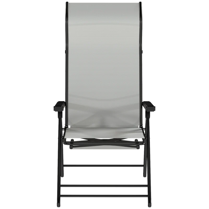 Outsunny Pack De 2 Sillas Plegables Reclinables Con Respaldo Alto Ajustable Gris