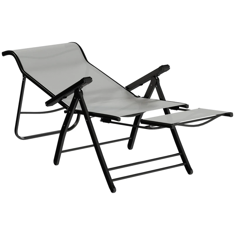 Outsunny Pack De 2 Sillas Plegables Reclinables Con Respaldo Alto Ajustable Gris