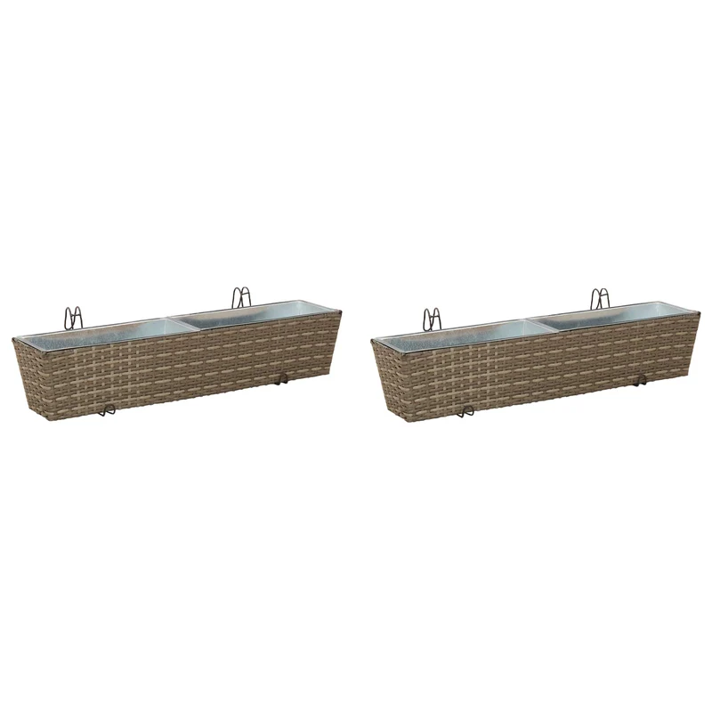 Barandilla 2 Uds. Gris 80 X 17 X 17 Cm Metal