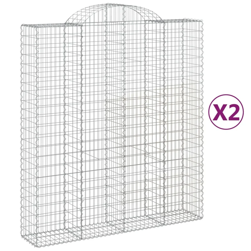 Cestas De Gaviones 2 Uds Forma De Arco Hierro 200x50x220/240 Cm