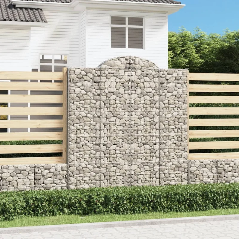 Cestas De Gaviones 2 Uds Forma De Arco Hierro 200x50x220/240 Cm