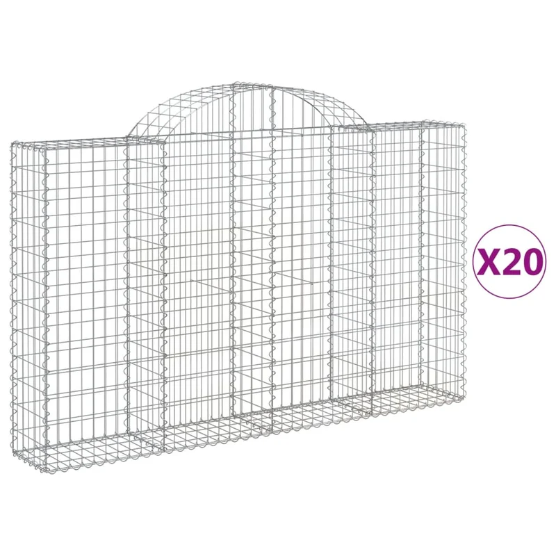 Cestas Gaviones 20 Uds Forma De Arco Hierro 200x30x120/140 Cm