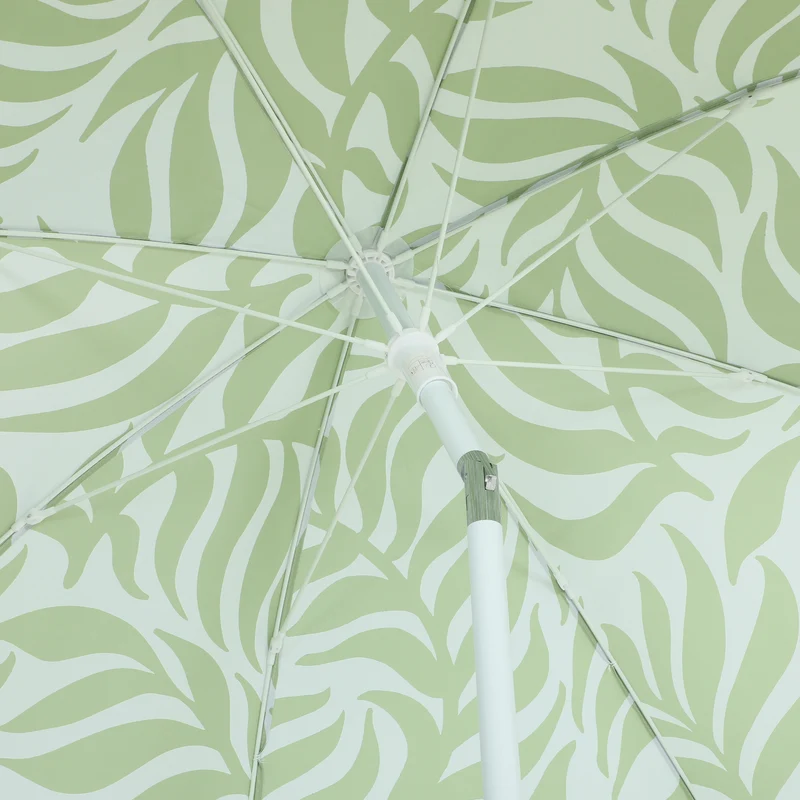 Outsunny Sombrilla De Playa Con Flecos Ø180cm Altura Ajustable Inclinación Verde