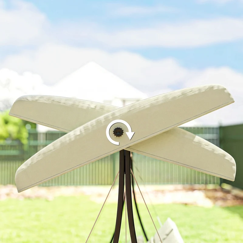 Outsunny Columpio De Jardín De 3 Plazas Con Techo Ajustable 202x115x168 Cm Beige