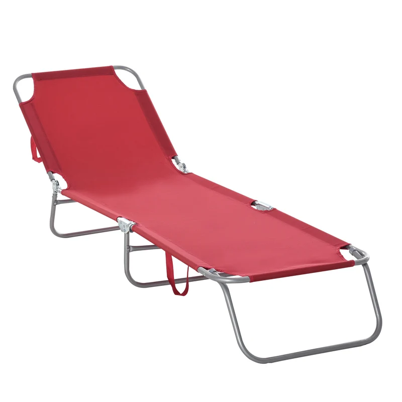 Outsunny Tumbona Plegable Respaldo Ajustable En 5 Niveles 187x55x24 Cm Burdeos