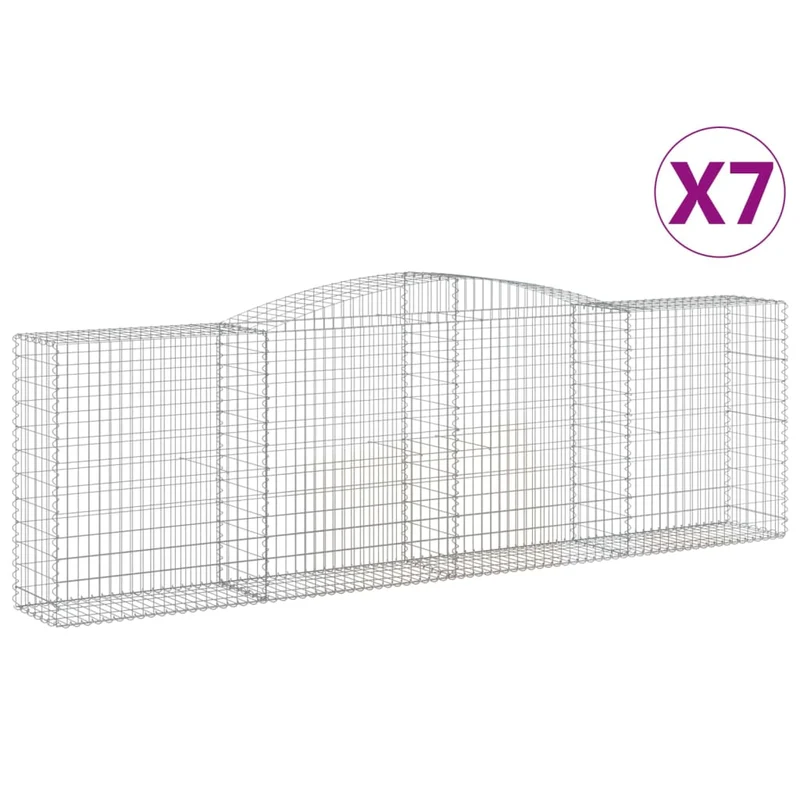 Cestas De Gaviones 7 Uds Forma De Arco Hierro 400x50x120/140 Cm