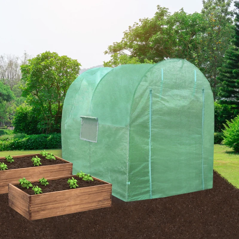 Invernadero Politúnel Con Estantería Galvanizada De Jardín Carpa De Cultivo 19mm 4 X 2m