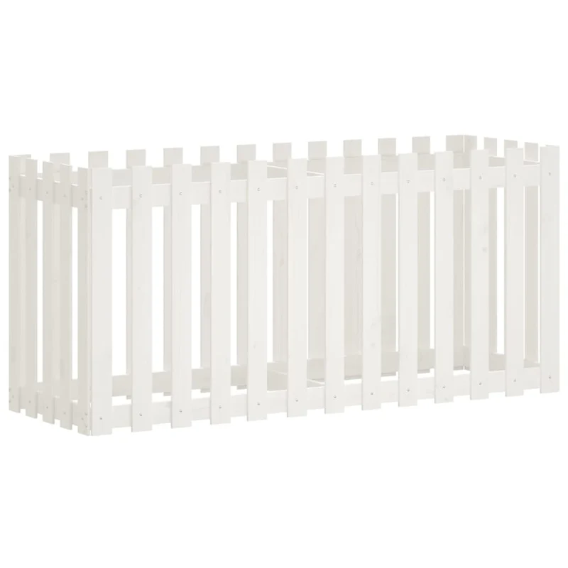 Arriate Elevado Jardín Con Valla Madera Pino Blanco 150x50x70cm