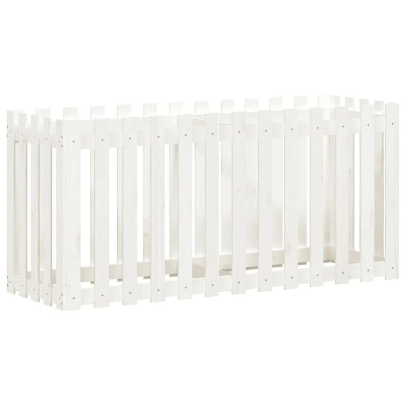 Arriate Elevado Jardín Con Valla Madera Pino Blanco 150x50x70cm