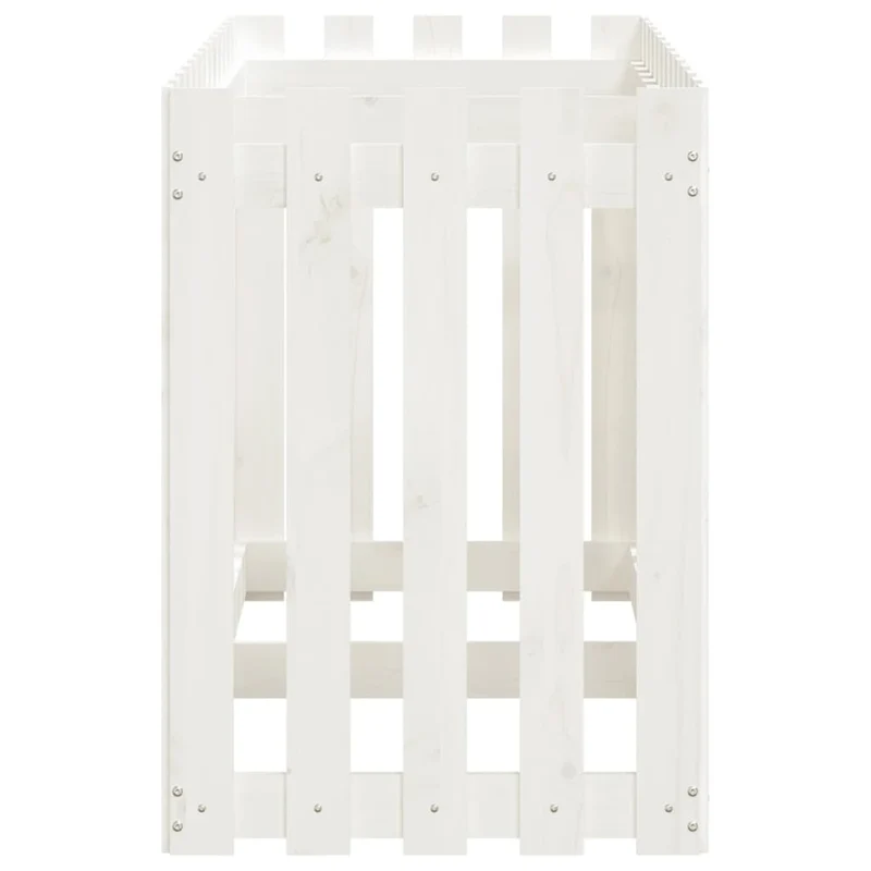 Arriate Elevado Jardín Con Valla Madera Pino Blanco 150x50x70cm