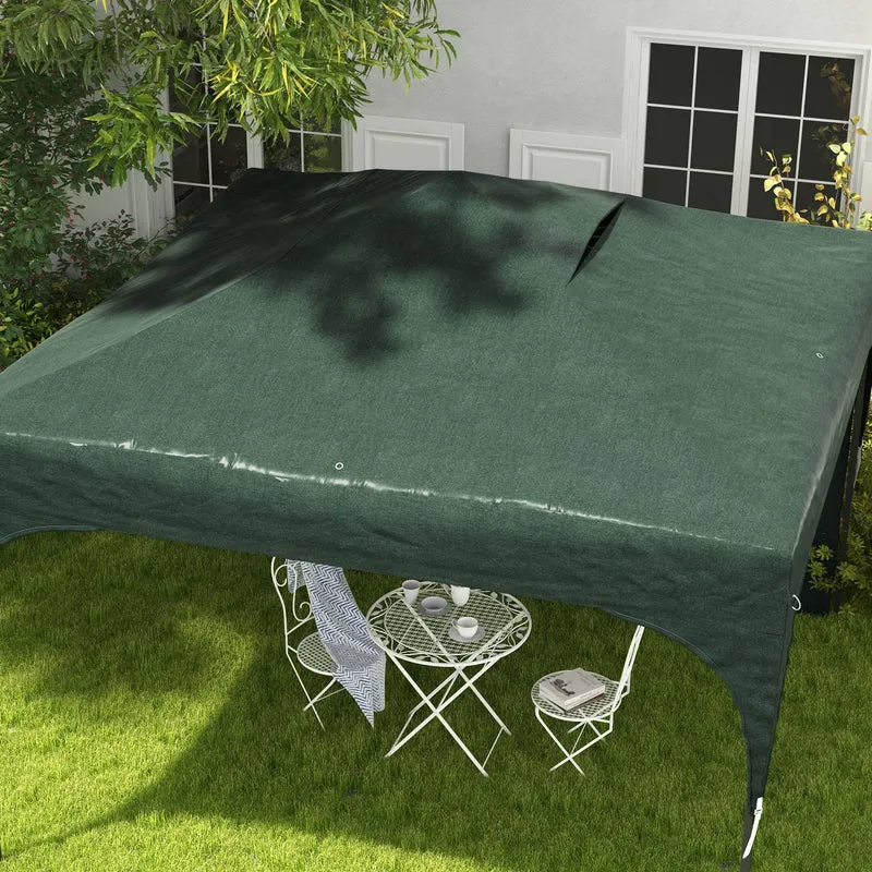 Outsunny Carpa Plegable 3x3 M Altura Ajustable 1 Pared Lateral Verde