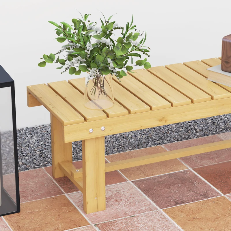 Outsunny Banco De Jardín De Madera De 2 Plazas Carga 250 Kg 110x38x35 Cm Natural