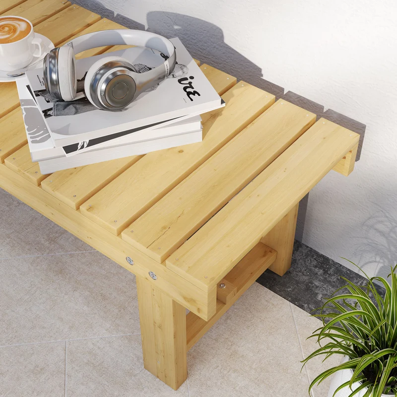 Outsunny Banco De Jardín De Madera De 2 Plazas Carga 250 Kg 110x38x35 Cm Natural
