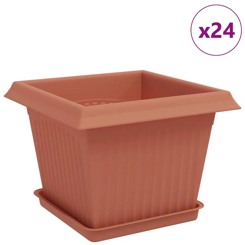 Macetas 24 Uds. Rojo Ladrillo Plástico