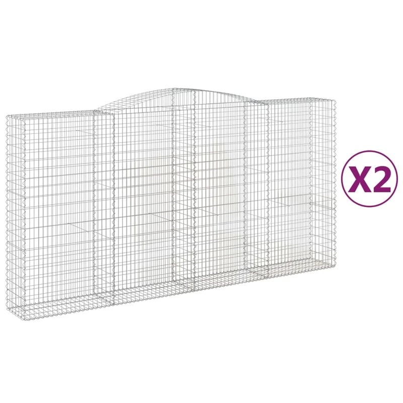 Cestas De Gaviones 2 Uds Forma De Arco Hierro 400x50x200/220 Cm