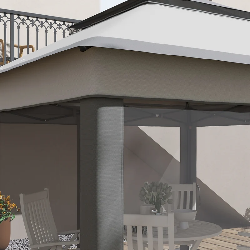 Outsunny Carpa Plegable 3,26x3,26x2,72 M Con Doble Techo Altura Ajustable Gris