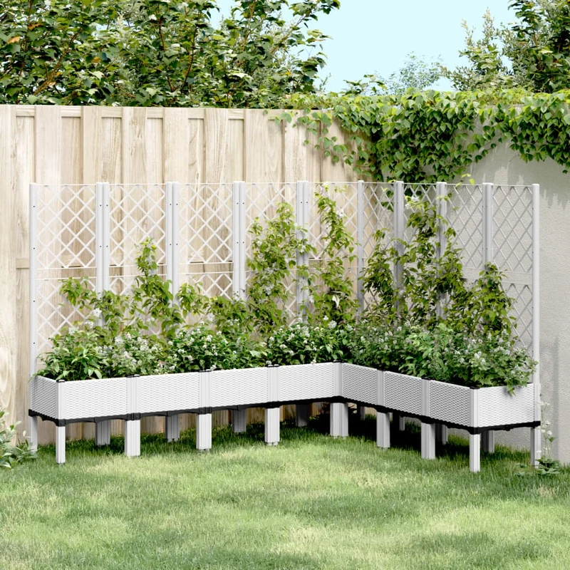 Jardinera Con Enrejado Pp Blanco 200x160x142 Cm